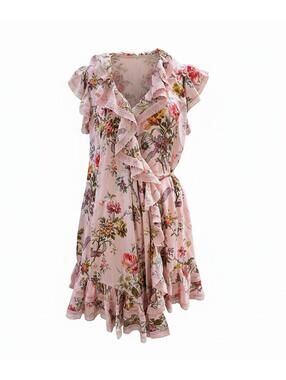 Needle And Thread Rainbow Rose Ruffle MIni Wrap Dress  Size 10
